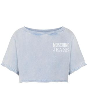 Moschino Denim Cropped T-Shirt - Blue