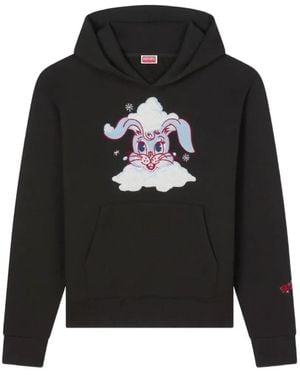 KENZO Bunny-Embroidered Hoodie - Black