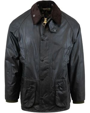 Barbour Badale Waxed-Cotton Corduroy-Collar Jacket - Black