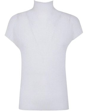 Issey Miyake Camiseta Plisada Con Cuello Alto - Blanco