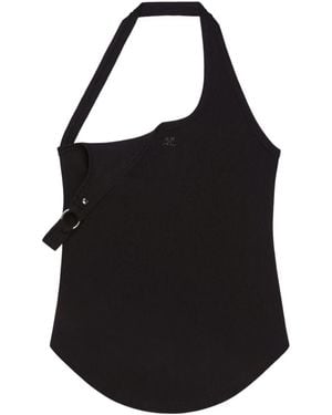 Courreges Asymmetric Top With Logo - Black