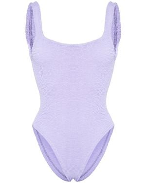 Hunza G Shirred-Effect Swimsuit - Purple