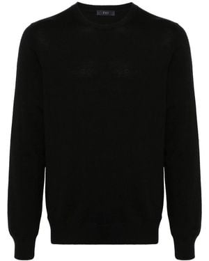 Fay Round-Neck Virgin Wool Sweater - Black