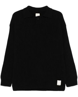 Emporio Armani Ribbed-Knit Polo Shirt - Black