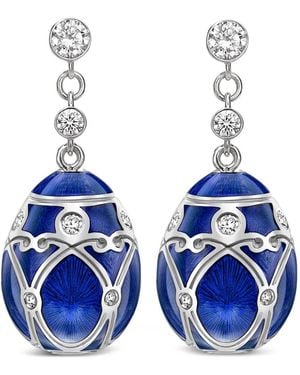 Faberge Pendientes Heritage Palais En Oro Blanco De 18 Ct Con Diamantes - Azul