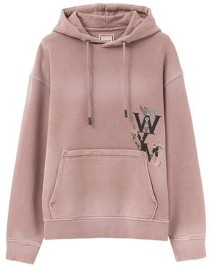 WOOYOUNGMI Logo-Print Faded-Effect Hoodie - Pink