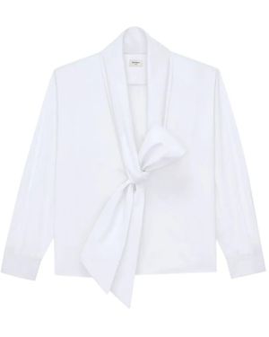 Saint Laurent Lavallière-Neck Poplin Shirt - White