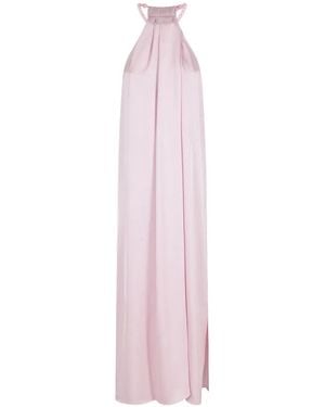 Isabelle Blanche Beaded Halter-Neck Maxi Dress - Pink