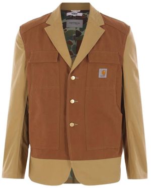 Junya Watanabe Panelled Cotton Blazer - Brown
