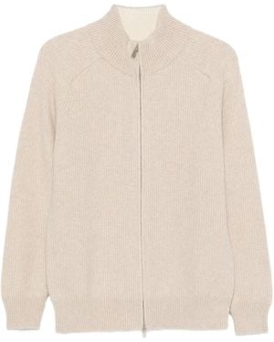 Lardini Gerippter Cardigan Mit Reißverschluss - Weiß