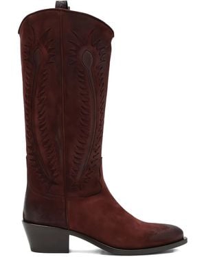 Sartore Suede Cowboy Boots - Brown