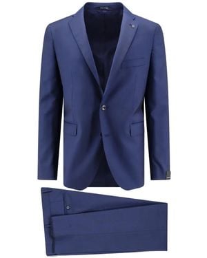 Tagliatore Brooch-Detail Wool Suit - Blue