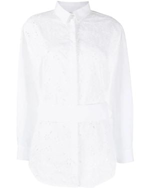 Fabiana Filippi Perforated Belted-Waist Shirt - White