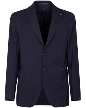 Tagliatore Seersucker-Textured Jacket - Blue