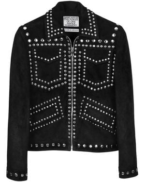 Dan Cassab Love Studded Suede Jacket - Black