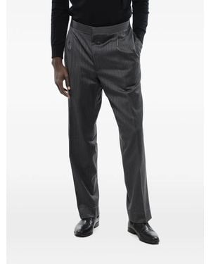 Corneliani Pinstripe-Pattern Pleated Tailored Trousers - Black