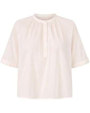 Officine Generale Gathered Short-Sleeve Blouse - Pink