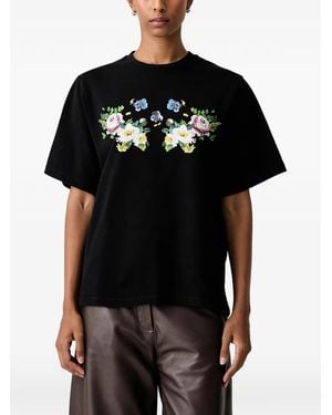 Stine Goya Floral-Print T-Shirt - Black