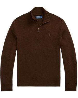 Polo Ralph Lauren Half-Zip Merino Wool Pullover - Brown