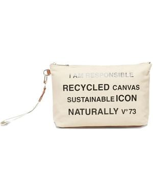 V73 Logo-Print Clutch Bag - White