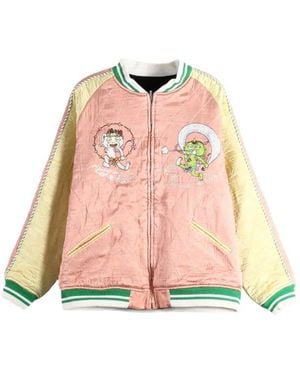 Monokemade Quilted Graphic-Print Jacket - Pink