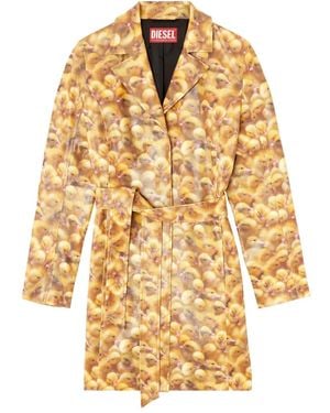 DIESEL G-Oji Duckling-Print Belted Coat - Metallic