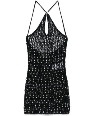 Coperni Beaded Knitted Mini Dress - Black