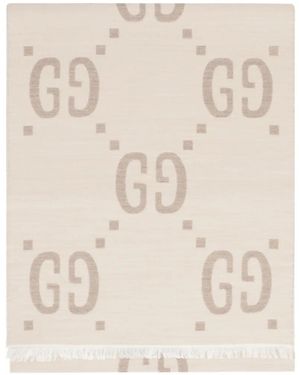 Gucci Gg Jacquard-Schal Aus Seidenwollgemisch - Natur