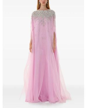 Dina Melwani Crystal-Embroidered Kaftan Dress - Pink