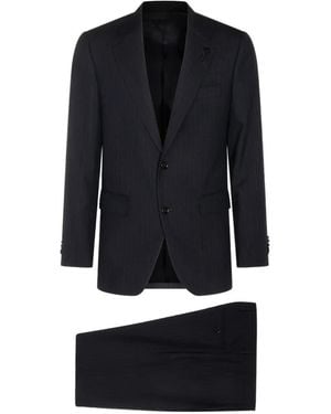 Lardini Pinstriped Wool Suit - Nero