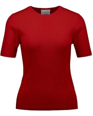 Allude Geribbelde Trui Met Korte Mouwen - Rood
