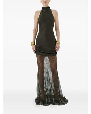 De La Vali Eldra Lace-Panel Maxi Dress - Black
