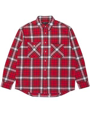 Purple Brand チェック フランネルシャツ - レッド
