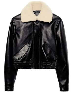 Stand Studio Chaqueta Dee De Piel Con Cuello De Pelo Sintético - Negro