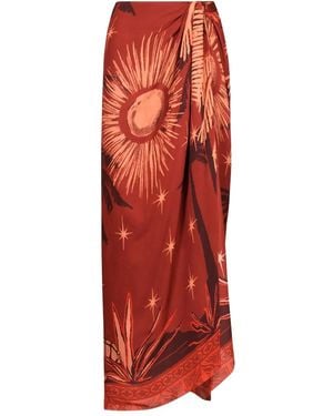 Johanna Ortiz Dance Floor Printed Maxi Skirt - Red