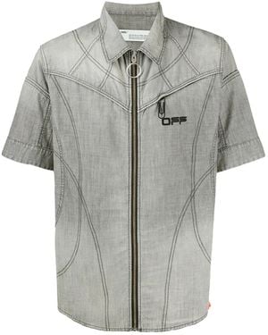 Off-White c/o Virgil Abloh Short-Sleeved Zipped Shirt - Grey