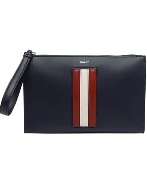 Bally Mythos Logo Stripe Clutch - Blue