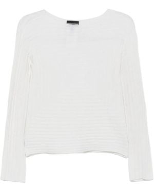 Emporio Armani Gerippter Pullover Mit Geometrischem Muster - Weiß