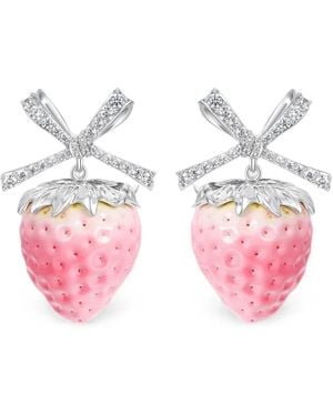 YVMIN Strawberry Bow-Detail Earrings - Pink
