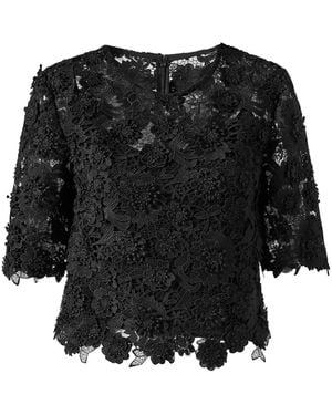 Carolina Herrera Floral Lace-Detailing Top - Black