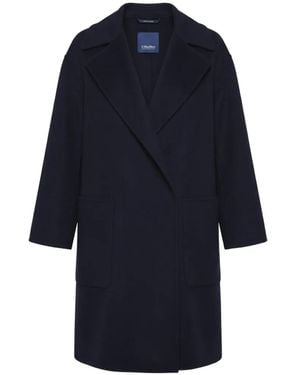 Max Mara Notched-Lapels Single-Breasted Coat - Blue