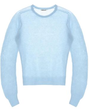AURALEE Alpaca Wool Blend Knitted Top - Blue