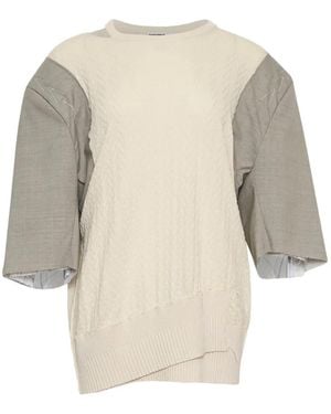 SONIA CARRASCO Cable-Knit Paneled Sweater - Natural