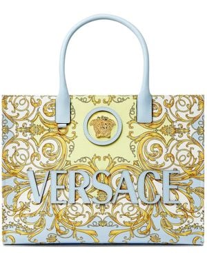 Versace Medusa Barocco-Print Tote Bag - Metallic