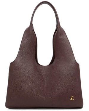 Coccinelle Large Nell Grained Leather Tote Bag - Purple