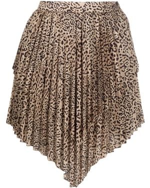 WANDERING Faltenrock Im Layering-Look - Natur