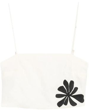 Cala De La Cruz Ariella Floral-Patch Top - White