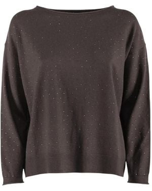 Nenette Musazzi Rhinestone-Embellished Boat-Neck Sweater - Black
