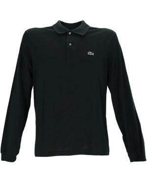 Lacoste Long-Sleeve Logo-Patch Polo Shirt - Black