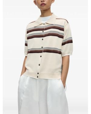 Cordera Striped Short-Sleeve Polo Shirt - White